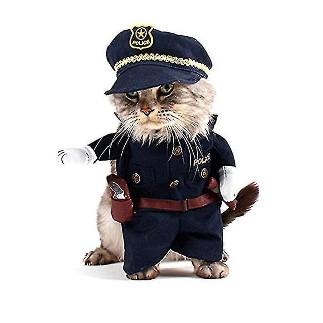 Disfraz de Mascota Estilo Policía Perro Jeans Ropa Gato Apariencia Divertida,11 Feliz Sencillez