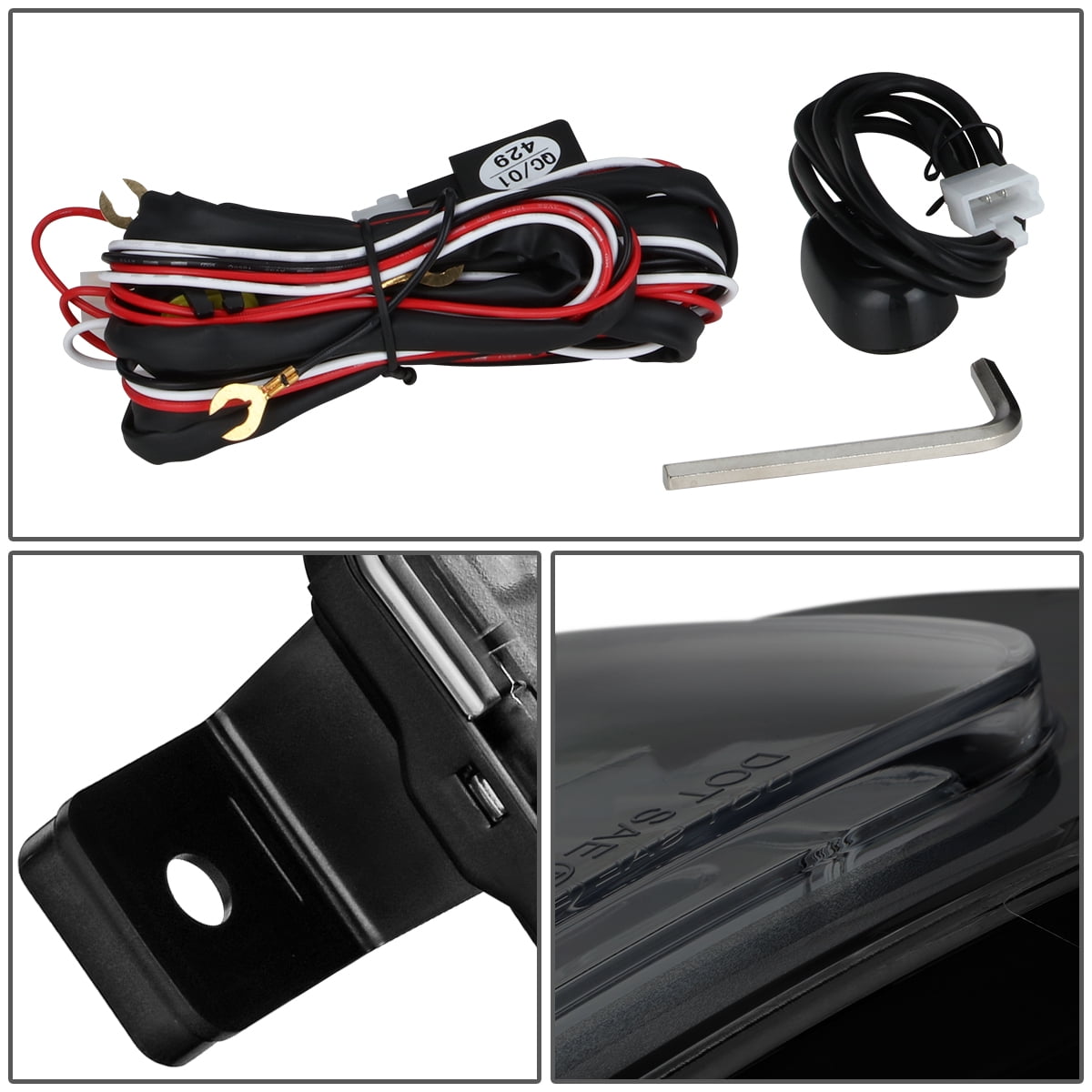 DNA Motoring For 16-19 Chevy Silverado 1500 FULL LED Front Face Bar Fog Lamps Pair Smoked w/Wiring+Switch