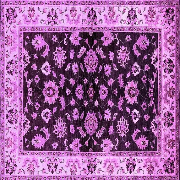 Ahgly Company Indoor Square Oriental Purple Traditional Area Rugs, 8' Square