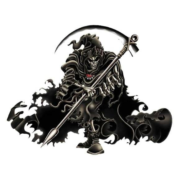 Grim Reaper Edible Cake Topper Icing Image, (2 Inch Round 12 per sheet)