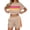 Beige, variant on 2 Piece Workout Sets for Women Summer Striped Crew Neck Short Sleeve Tops Casual Shorts Color Blocked Sweatsuit Casual Outdoor Sports and Leisure Matching Outfits White XL