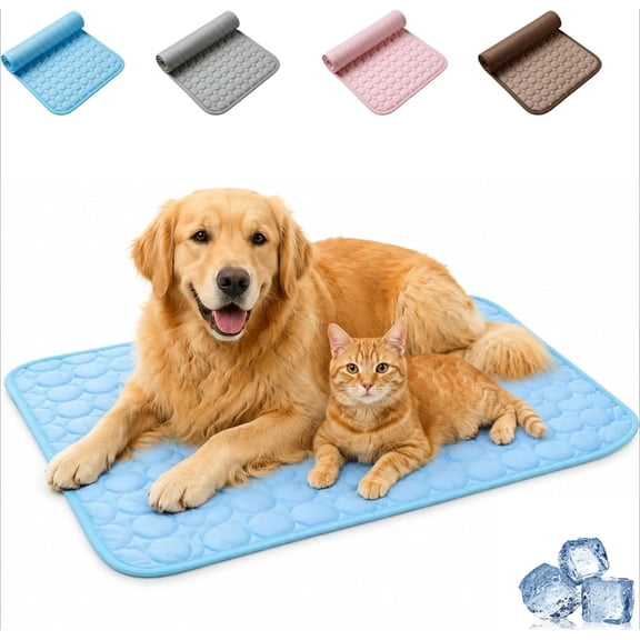 Dog Mat - Self-Cooling Pet Mat with Ice-Silk Fabric, Continuous Heat Conduction, No Electricity, Washable