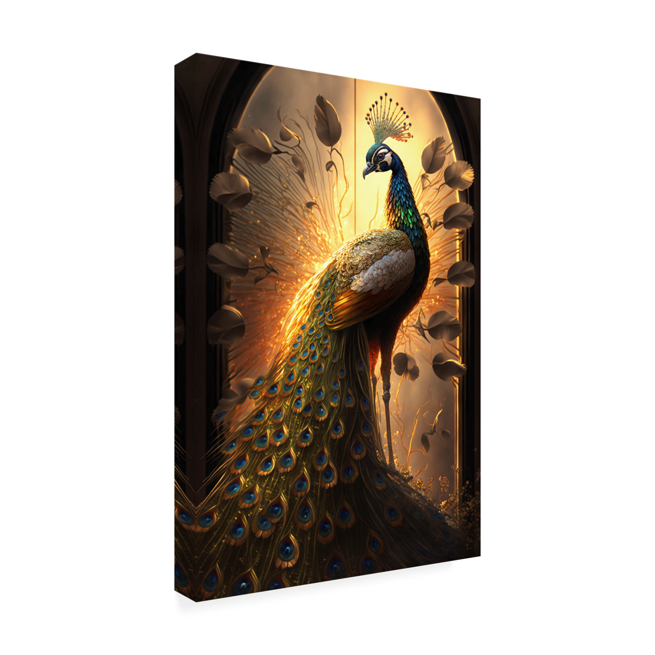 Canvas Wall Art - Ray Heere 'Proud Peacocks 1' Wall Art for Living Room, Bedroom, or Office Décor by Trademark Fine Art - 12 x 19 Inches