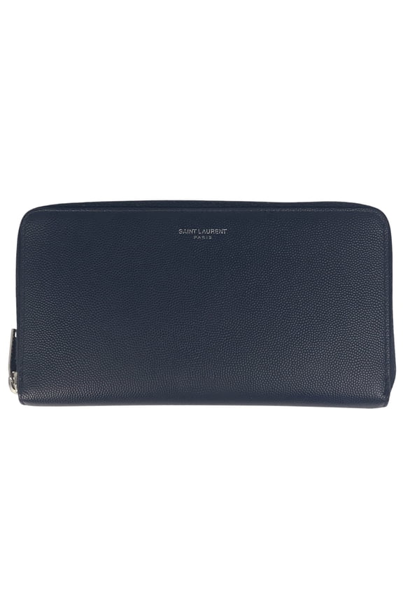 Pre-Owned Saint Laurent logo round zipper long wallet with bill compartment and coin... (Good)