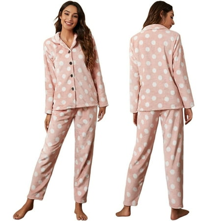 

Monfince Winter Women s Plush Pajama Set Long Sleeve Flannel Sleepwear Cartoon Cloud Pattern Nightwear Fleece Soft Homewear Loungewear Sets