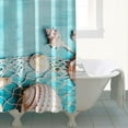 thumbnail image 3 of Seashell Shower Curtain Beach Bathroom Decor - Waterproof Nautical Tropical Starfish Design with Metal Grommets & Hooks 72x72 Inches, 3 of 4