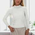 thumbnail image 2 of RMGVDSD Women's Turtleneck Long Sleeve Sweaters Autumn Winter Casual Basic Thermal Underwear Tops Solid Color Loose Knit Pullover Tops /White, 2 of 8