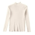 thumbnail image 5 of Afdoent Womens Tops Women Casual Solid Color Bottoming Shirt Slim Neck Knitted Long Sleeve Top Womens Fall Tops, 5 of 5
