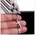 thumbnail image 3 of Punk Double Cross Small Hoop Huggie Dangle Earrings for Men Women Kpop Stainless Steel Hypoallergenic Christian Religious Cool Tassel Drop Piercing Earring Hip Hop Personalized Jewelry Gifts, 3 of 5