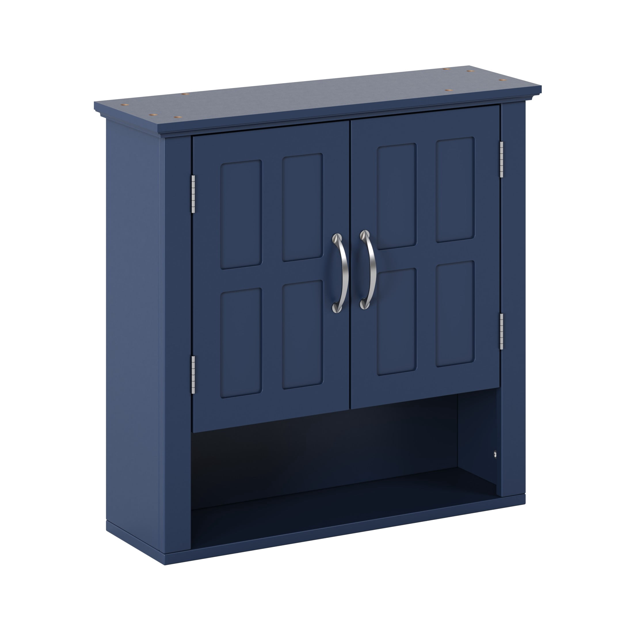 Christopher Knight Home 23.6" Wall Mounted Storage Cabinet with Adjustable Shelves and Doors, Navy Blue