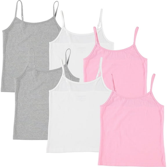 Pink Angel Girls Camisole 6-Pack with Adjustable Straps - Comfortable, Stylish, Perfect Cami for Everyday Wear