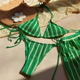 thumbnail image 4 of vigerkar Sexy Halter String Striped Triangle Boyshorts Bikini Sets Bathing Suit 3 Piece (Green, L), 4 of 6