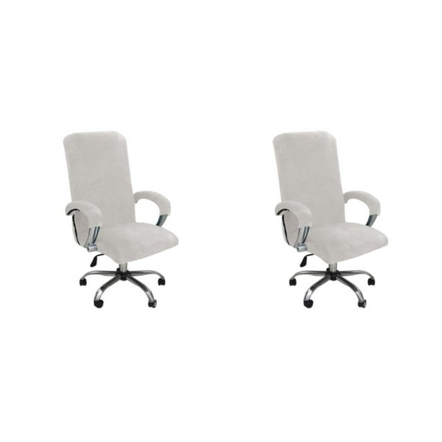 Maytalsory 3piece Chair Cover For Computer Chair Chair Daily Wear And Tear Thickening And Plushing Chair Covers creamy white L 2Set