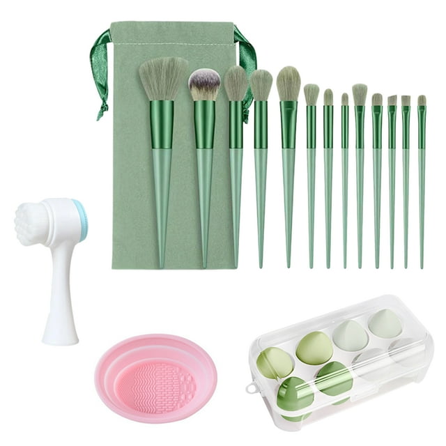 13pcs Makeup Brushes Kit With Wood HandleEyeshadow Brush Makeup Sponge Set Beauty Tools With Storage Bag