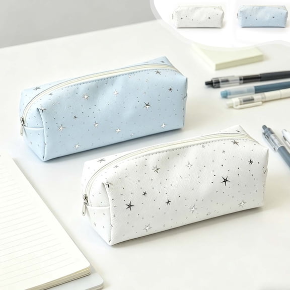 Under $1 Pencil Case, Large Capacity Star Canvas Zipper Pouch Organizer, Cute Aesthetic Storage Bag for College Office Travel by PALIFEUR