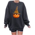 thumbnail image 1 of Sweat-shirts à Imprimé Citrouille Halloween pour Femmes Pull à Manches Longues Pull Col Rond, 1 of 6
