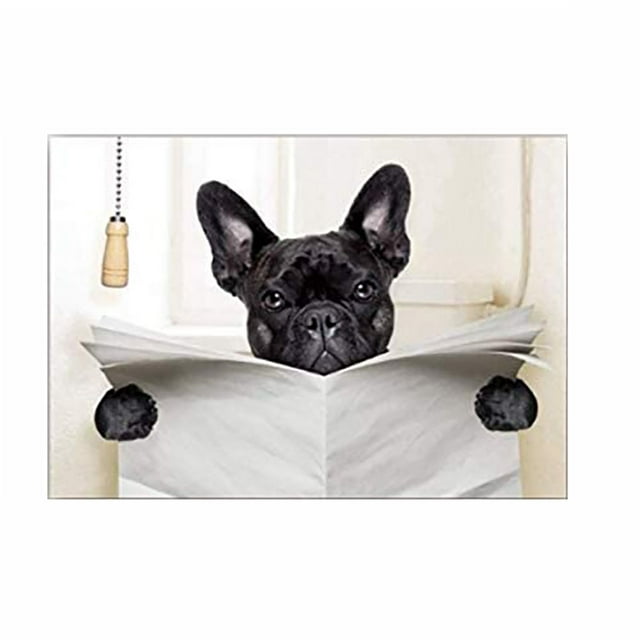 Cuadros en lienzo con diseño de perro divertido leyendo el periódico, carteles, imágenes artísticas de pared para la decoración del hogar, la sala de estar y el baño