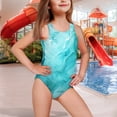 thumbnail image 2 of Uorisanigo Kids Swimsuits for Girls Teal Marble Print Crossback Straps Sport Summer Beach Swimwear One Piece Swimming Training Bathing Suit, Size 9-10, 2 of 7