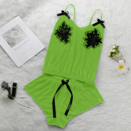 

Munlar Robes For Women Christmas Loungewear For Family Women V-Neck Velvet Sexy Stain Pajamas Bowknot Shorts Set