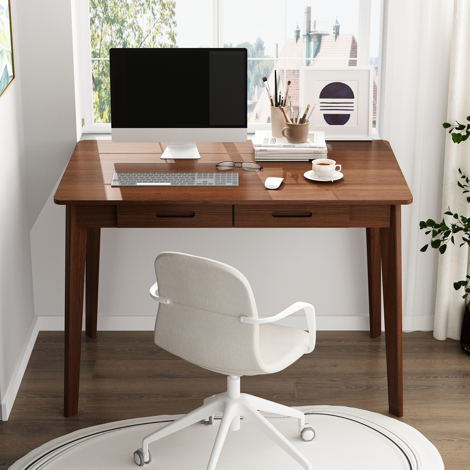 KULAGAGA Adult Desks, Single Piece with Manual, 39.4" x 21.7", Walnut, 1 Count