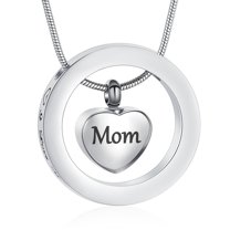 Heart Cremation Jewelry for Ashes, Engraved Love You To the Moon and Sun Back Memorial Urn Necklace Keepsake Cremation Pendant Jewelry