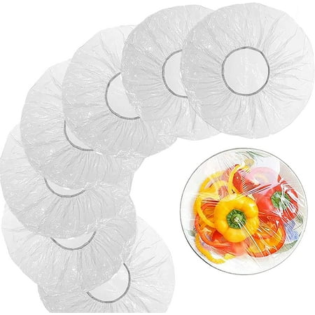 Casewin 100 Reusable Bowl Covers - Food Cover Stretch Edging  Stretchable Plastic Wrap  Elastic Storage Wraps for Storage Containers –One Size Universal