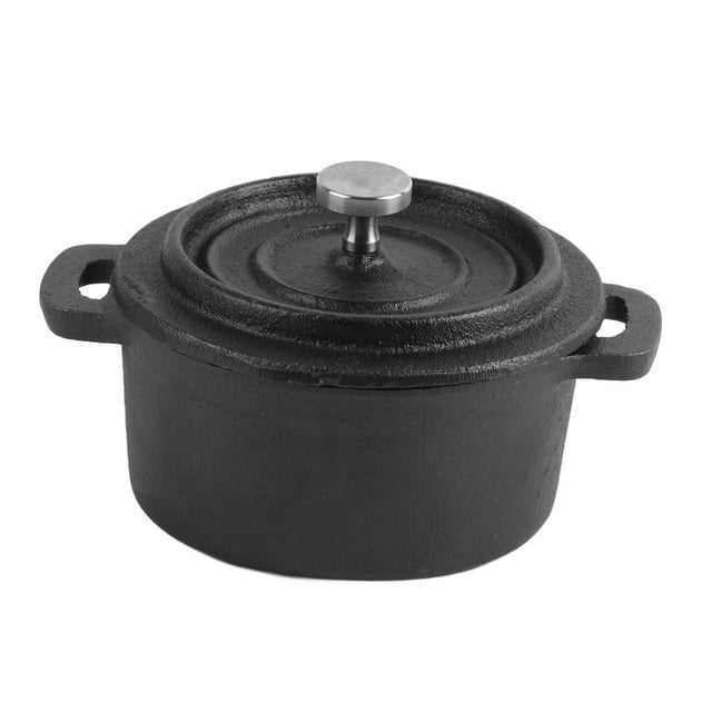 Olla de hierro fundido con aislamiento, estilo tradicional holandés, mango ergonómico grueso y tapa de 10 cm de diámetro.