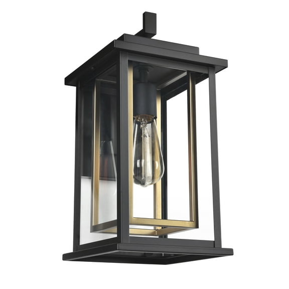 Hayward 1-Light Indoor/Outdoor Wall Light with Clear Glass, Dimmable, Black and Gold Finish – Design House, 588707-BGD