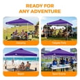 thumbnail image 6 of EAGLE PEAK 10 x 10 ft Pop Up Canopy Tent Instant Outdoor Canopy Straight Leg Shelter with Adjustable Height and Wheeled Carrying Bag, (Purple), 6 of 10