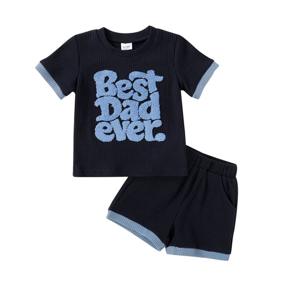 Younger Tree Baby Boy Summer Clothes Letter Short Sleeve T-Shirt Shorts Outfits Set for 12-18 Months