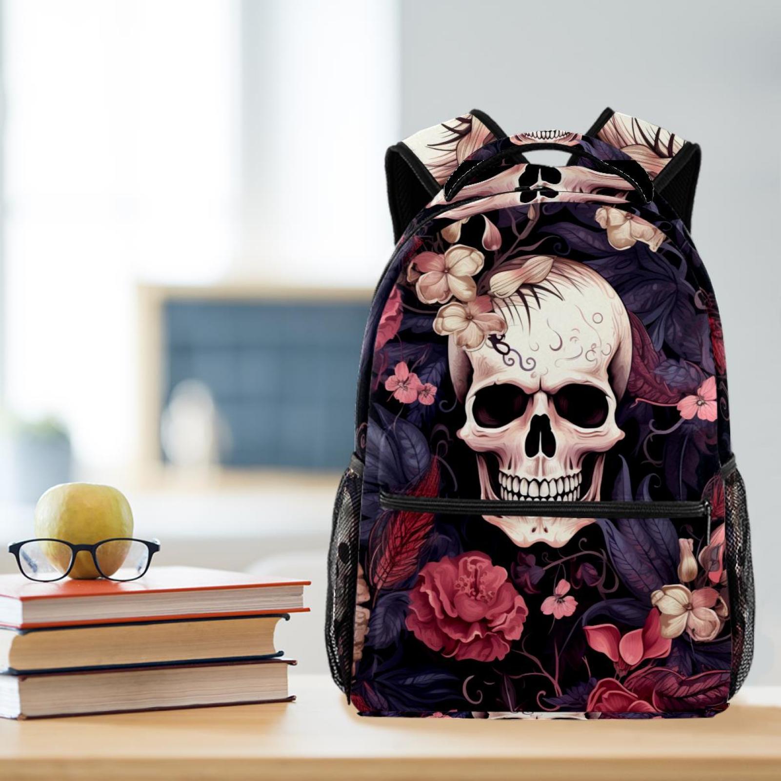 Lightweight Backpack Skull School Bag Travel Laptop Daypack for 