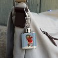 thumbnail image 3 of Christmas Holiday Santa Claus with Dog Cat Wreath Stainless Steel 1oz Mini Flask Key Chain, 3 of 4