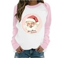thumbnail image 2 of Ailaofu Merry Christmas Sweatshirt Women Xmas Santa Pink Tree Christmas Snowflake Print Long Sleeve Lightweight Top Shirts, 2 of 3