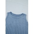 thumbnail image 6 of Women's Sky Blue Ribbed Tank Top – Slim Fit Mineral Wash Sleeveless Round Neck Casual Shirt, XL, 6 of 10