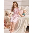 thumbnail image 6 of Oudiya Girls Short Sleeve Nightgown Silk Satin Pajama Dress Soft Princess Sleepwear for Kids 6-14Y, 6 of 7