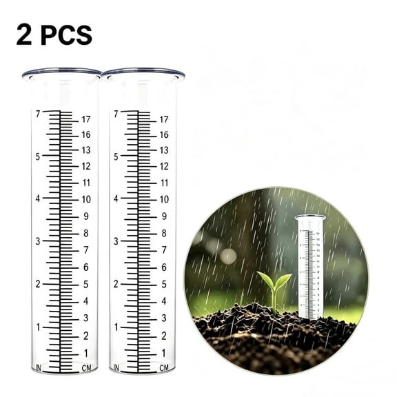 Vruelia 2pcs Plastic Rain Gauge Replacement Tube with 7 Inch Capacity Rain Water Gauge for Garden Yard Outdoor