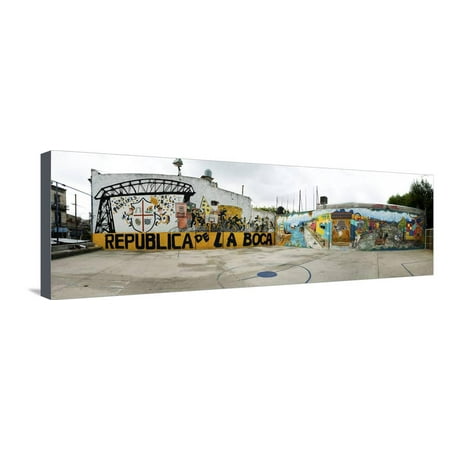 Mural Painted at Basketball Court, La Boca, Buenos Aires, Argentina Stretched Canvas Print Wall