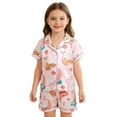 thumbnail image 3 of MEZZALL Outfit Sets Kids Girls Summer Pajama Short Sleeve Lapel Button Shirts Tops Shorts Tops And Shorts Comfy Homewear Cute 6 7 Printed Soft Children Fashion Clothes Sets, 3 of 9