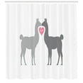 thumbnail image 3 of Ambesonne Llama Shower Curtain, 2 Animals in Love, 69"Wx75"L, Grey Pale Grey Pink, 3 of 3