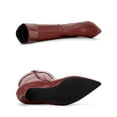 thumbnail image 4 of BLISSFUL STEP Women's Pointed Toe Kitten Heel Knee High Boots Burgundy 9, 4 of 7