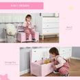 thumbnail image 4 of Qaba 2-in-1 Kids Wooden Toy Organizer Chest Storage Box with Seat Bench Cabinet Chunk Cube with Safety Pneumatic Rod Pink, 4 of 9