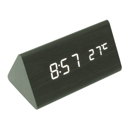 Image result for led wooden clock with temperature black color