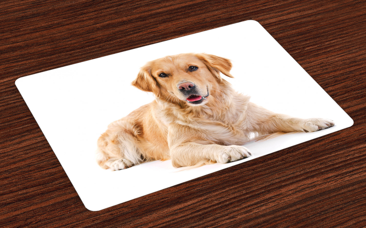 Golden Retriever Placemats Set of 4 Young Pedigree Puppy Laying over White Background Sweet Baby