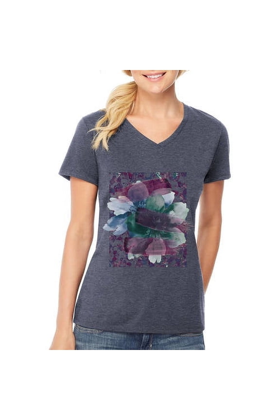 Women's Short-Sleeve V-Neck Graphic T-Shirt