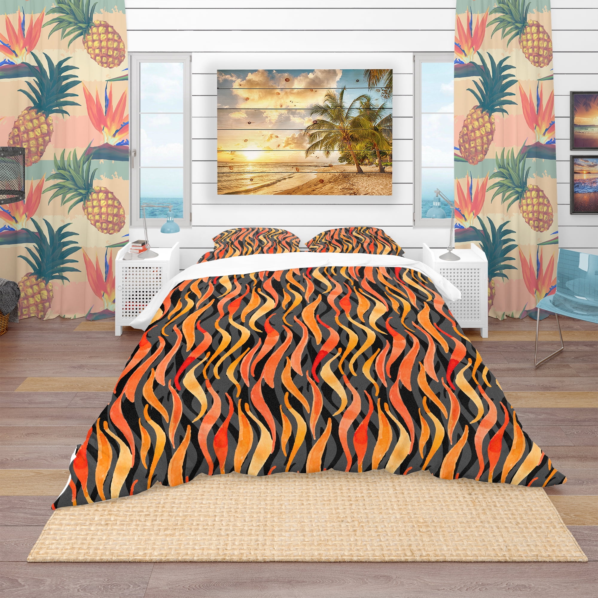 Designart 'Fire Flame Pattern' Modern & Contemporary Duvet Cover Set