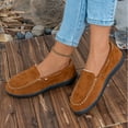 thumbnail image 3 of Dakaela Women's Fuzzy House Slippers Suede Flat Moccasins Plush Slip on Loafers Driving Walking Winter Shoes Brown 6, 3 of 9