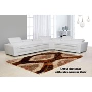 WHITE Leather Gel Sectional Sofa Global United U9636-1 SEC Contemporary Modern