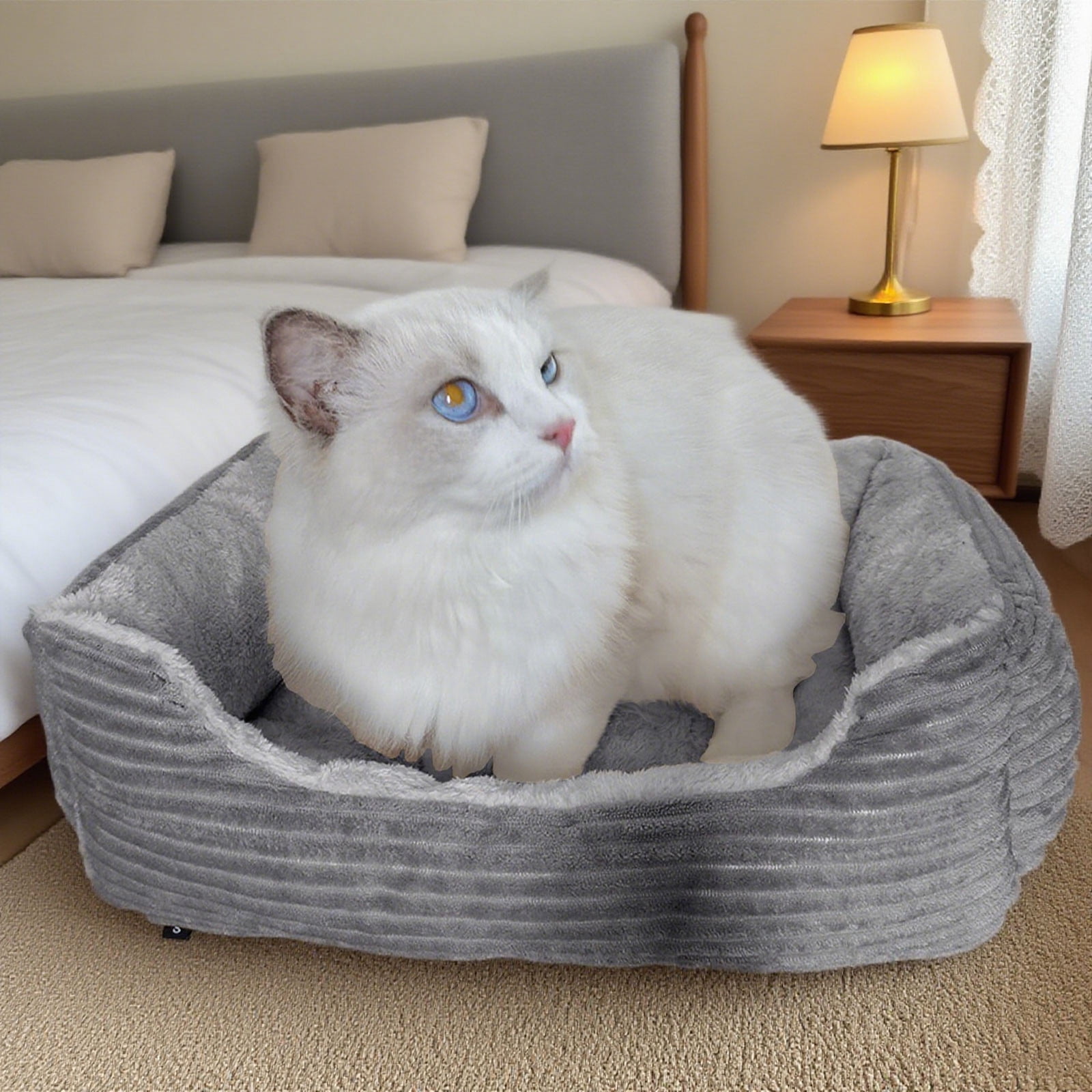 Orthopedic Pet Sofa Bed for Dogs and Cats with Anti Bottom Calming Plush Washable Dog Bed Mat Cushion for Medium Small Pets Up to 38 lbs Indoor House Kennel Sleeping Pad
