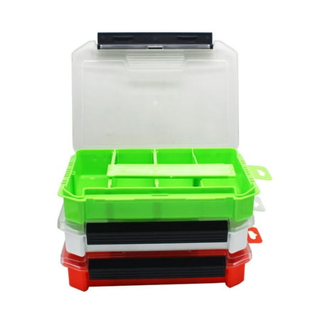 SPRING PARK Plastic Double Sided Single Layer Waterproof for Fishing Tackle Box Lures Bait Storage Case