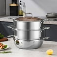thumbnail image 2 of SOGA 3-Tier 32cm Stainless Steel Food Steamer – Stackable Vegetable & Dim Sum Pot, 2 of 8